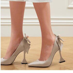YDN Chalk Pointy Toe Slip on Pumps Special High Heels Party Prom Dress Shoe